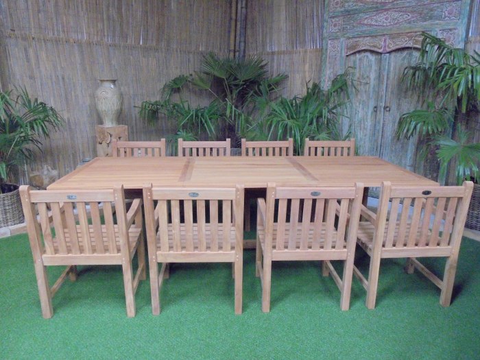 Remmen Leggen cement Teak Tuinset Uitschuiftafel met 8 Classic blokstoelen via Outlet232