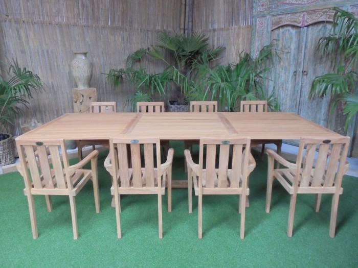 wetgeving Laan vee Teak Tuinset Uitschuiftafel met 8 Kingston stapelstoelen via Outlet232